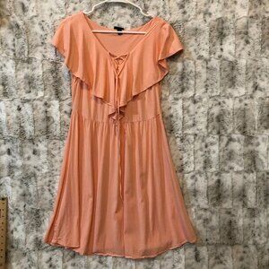 Torrid Dress Soft Corral Women’s Size 10 Sleeveless Ruffle Side Zip Tie Neck